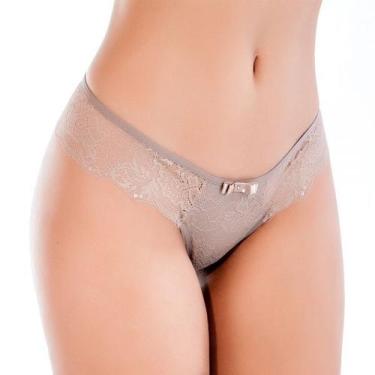 Imagem de Calcinha Fio Renda Marinho em Algodão EgípcioRenda Areia em Algodão Eg