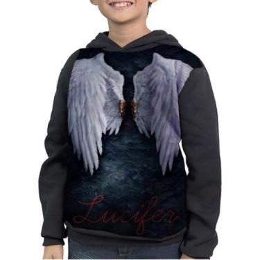 Imagem de Casaco Moletom Infantil Asas Lucifer Morningstar Anjo - smoke, Preto, 