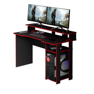 Imagem de Mesa para Escritório Home Office Gamer ME4153 MDP Preto/Vermelho - Gran Belo