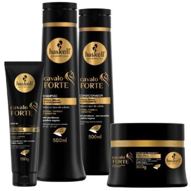 Imagem de Kit Haskell Cavalo Forte Shampoo Condicionador 500ml Máscara 300g Fina