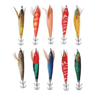 Imagem de Iscas de pesca Simulação Conjunto de isca de camarão Gancho de isca artificial com saco de armazenamento para pesca em água salgada em água doce Material ABS 5,7 onças Peso 10 PCS