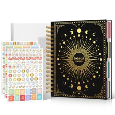 Imagem de Agenda 2025 semanal e mensal, 2025-2026, agenda rígida encadernada em espiral com adesivos e caixa de presente, janeiro de 2025 a junho de 2026, agenda diária grande de 18 meses, abas