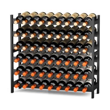 Imagem de Rack de vinho independente para piso de bambu, 6 camadas, 51, suporte de garrafa de vinho, expositor de armário de bancada, prateleiras organizadoras de armazenamento de vinho modulares empilháveis de