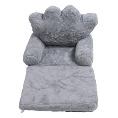 Imagem de Ymiko Cadeira de Criança, Cadeira de Almofada do Assento da Coroa Dobrável de Adolescente Menina Princesa Bebês Crianças Pequenos sofá Com sofá de Backrest da para Quarto, Cinza (2 Nível)