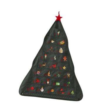 Imagem de oshhni Calendário do Advento de Natal de 24 dias com bolsos, decoração de feriados, calendário pendurado na parede, bolsa para pendurar na porta do