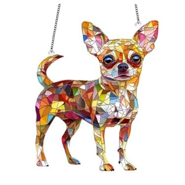 Imagem de Enfeites decorativos encantadores para pendurar – Pendentes de janela de cachorro Chiwawa de acrílico vibrante, perfeitos para adicionar um toque de cor a qualquer espaço
