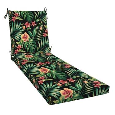 Imagem de Honeycomb Outdoor Essentials Chaise Lounge, 21 x 70, almofada de cadeira preta tropical Oahu para móveis de pátio