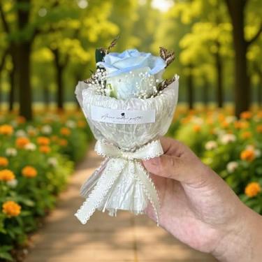 Imagem de Mini buquê de rosas cristalizadas – Presente de flores artificiais para decoração e presente