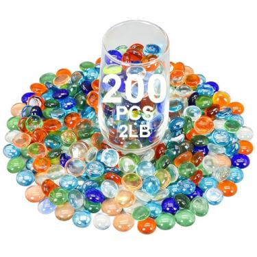 Imagem de Virekm Mini pedras de vidro para vaso, pedras de vidro de cores mistas, contas de mármore de fundo plano para aquário, plantador, aquário, artesanato, arte, decoração, artesanato, enchimento de vaso