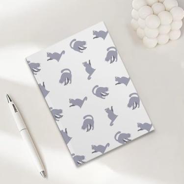 Imagem de Caderno de anotações de gato fofo para trabalho, caderno de redação A5 (21 x 14,7 cm), caderno pautado na faculdade, agenda de viagem forrada para escrever, presentes para amantes de gatos, 7