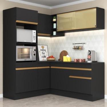 Imagem de Cozinha Completa De Canto Mp2098 Com Armário E Balcão Preta - MULTIMOV