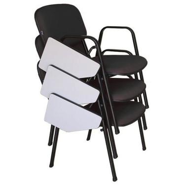 Imagem de 03 Cadeiras Escolar Universitária Linha Hotel Auditório Preto