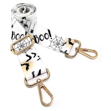 Imagem de Dsigo Alça de bolsa de Halloween, fivela de liga dourada de 3,8 cm de largura, alça de ombro transversal para bolsa, bolsa de lona, bolsas transversais - Halloween Boo