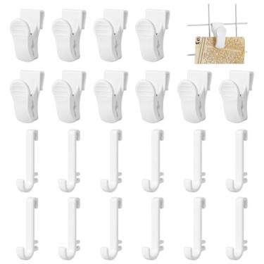 Imagem de NBEADS Clipes de ganchos de parede, inclui 20 peças de clipes de pendurar no painel de grade de parede e 24 peças de gancho em forma de J para armazenamento de monitores de escritório em casa, branco