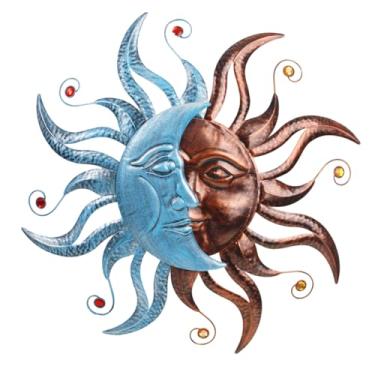 Imagem de VEWOGARDEN Decoração de parede de metal sol e lua, arte de parede grande ao ar livre de 70 cm para sala de estar, quarto, cozinha, quinta, pátio, decorações