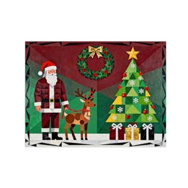 Imagem de Natal Quadro em tela-Homem veado árvore caixa presente-Imagem moderna decoração casa-Pôster impressões para sala estar 60x80cm24x31in Sem Moldura