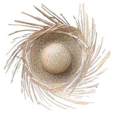 Imagem de EINCORN Chapéu Sombrero Mexicanos, chapéu de palha feito à mão, estilo havaiano, adereços para vestir, chapéu de palha com aba rasgada