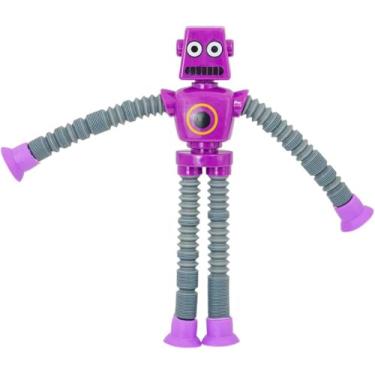 Imagem de Robô Pop It Estica e Puxa com Luz Colorida – Brinquedo Sensorial Divertido com Ventosas | Estimula Criatividade, Coordenação e Alívio do Estresse Infantil (Roxo)