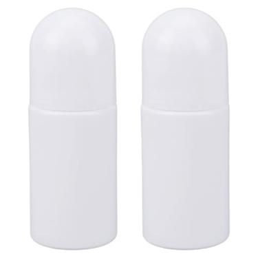 Imagem de GORGECRAFT 2 frascos roll-on de 50 ml, frascos de rolo de óleo essencial de plástico branco, antitranspirante, vazio, reutilizável, desodorante, à prova de vazamento, recipientes de rolo recarregáveis
