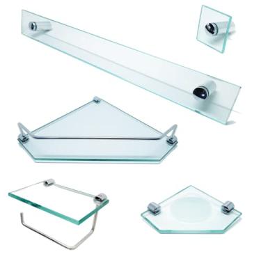 Imagem de Kit De Acessórios P/Banheiro 5 Pçs Em Vidro Incolor C602CEL