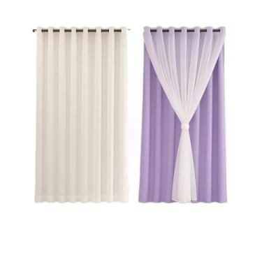 Imagem de Cortina 3,00 x 2,50 c/VOIL Branco - Decoração Quarto, Sala, Escritório, Janela(LILAS)