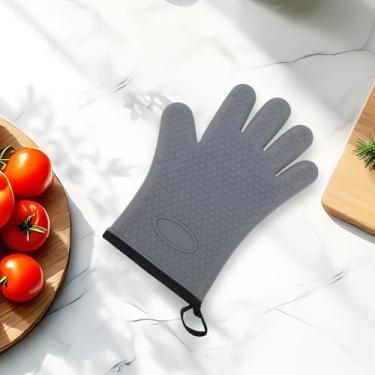 Imagem de Generic 1 luva de forno de 5 dedos, lavagem à mão, apenas agulha de silicone, algodão, cinza, 27,5 x 20,5 cm