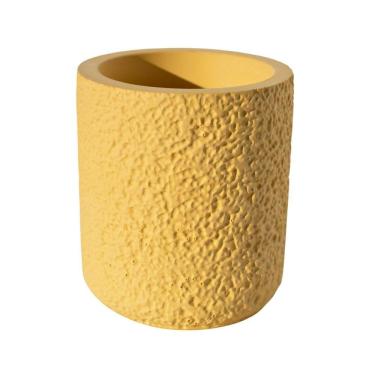 Imagem de Vaso Decorativo Texturizado M Artesanal 10,5cm Em Cimento Amarelo