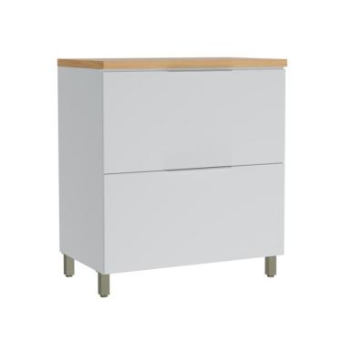 Imagem de Balcão de Cozinha com Tampo Marquesa 100% MDF 1 Porta 1 Gaveta Branco e Nature