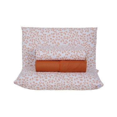 Imagem de Jogo De Lençol 4 Peças King Percal 180 Fios Homme 60% Algodão 40% Poliéster - Lilith Laranja