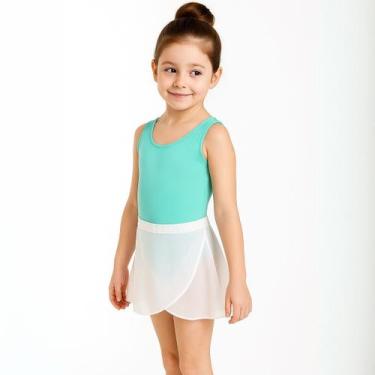 Imagem de Collant Menina Jazz Balé Verde Regata Liso Dança Festa Apresentação - 