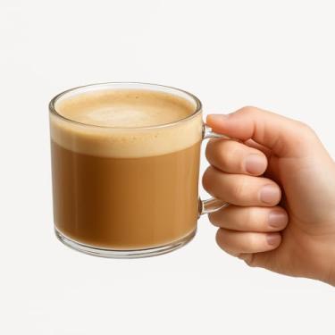 Imagem de Conjunto 6 Xícaras de Vidro Transparente 120ml Parede Simples Design Moderno para Café, Chá, Cappuccino Resistentes e Elegantes para Cozinha e Mesa Posta