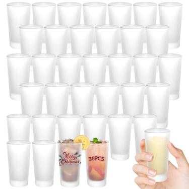 Imagem de YOUKE OLA Pacote com 36 copos de sublimação com base pesada em branco de sublimação fosca copo de vidro fofo para prensa térmica, presente personalizado, 85 g