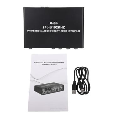 Imagem de Keenso Interface de áudio Usb, Placa de Som de Gravação de Interface de Som 24 Bits 192khz Equipamento de Estúdio de Gravação Xlr Trs Com Alimentação Fantasma