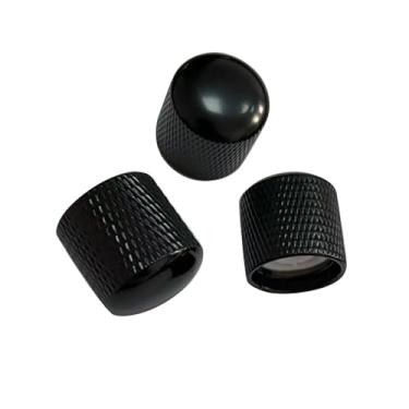 Imagem de OVSAL 3 maçanetas de guitarra elétrica Dome Metal Guitar Volume Tone Knobs compatíveis com peças de reposição Fender Strat Telecaster Jazz Les Paul (preto galvanizado)