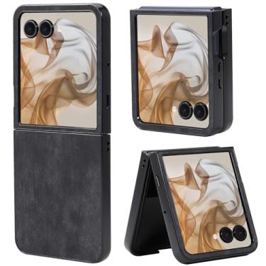 Imagem de Fourmor Capa protetora à prova de choque de couro PU vintage para Motorola Razr Ultra 2025 | Cobertura total | Design leve e antiimpressões digitais
