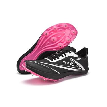 Imagem de Sonic Cat Tênis de atletismo masculino feminino infantil Spikes de comprimento total com placa de carbono tênis de salto de corrida para corrida e corrida profissional para meninos, Preto, 38