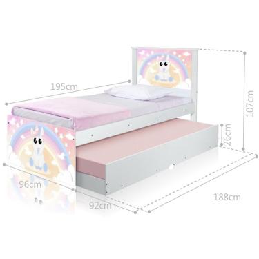 Imagem de Bicama Juvenil Adesivada Unicórnio Baby com Colchões