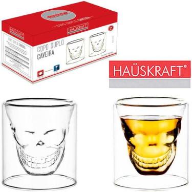 Imagem de Jogo De Copo De Vidro Com Parede Dupla Caveira 2 Pçs 150Ml - Hauskraft