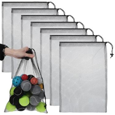 Imagem de Classicseali 7PCS Net Bags, 11.81 X 17.71 In Mesh Bag Small,Small Mesh Bag, Sturdy and Durable, Mesh Drawstring Bags, for Pool, Beach Ball, Toys Storage Bag for Collecting, Travel, Sports, Gym, Black