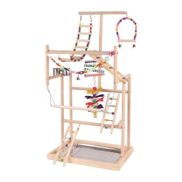 Imagem de Ｂｅｓｇａ Suporte de poleiro de madeira para playground de, academia de pássaros para periquito