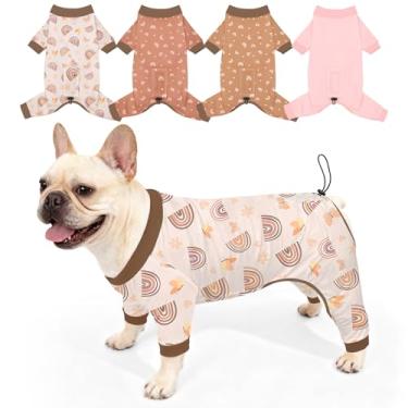 Imagem de Bienbee Pijamas para cães, pacote com 4 roupas fofas macias e macias para cachorros, pijamas, pijamas, roupa ajustável, respirável e elástica para cães pequenos, médios e grandes, meninas e meninos