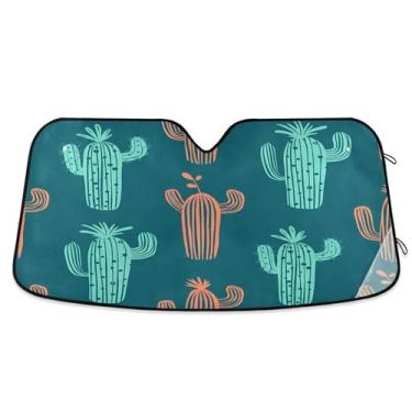 Imagem de SEHANY Pára-brisa de carro cacto planta verde para-sol dobrável janela frontal protetor de viseira solar para carro, SUV, caminhão - Mantenha o veículo fresco, 139 x 70 centímetros