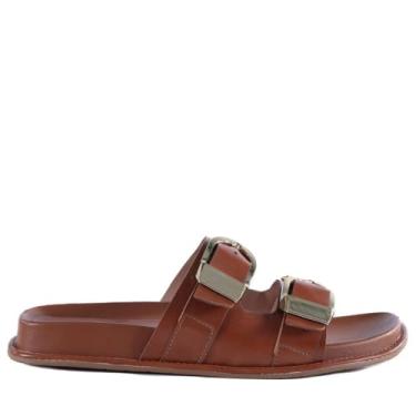 Imagem de Papete Feminina Birk Zariff com Maxi Fivelas 50471-90894 Caramelo