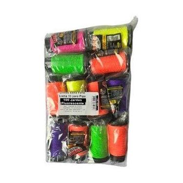 Imagem de Linha Pipa 100 Jardas Fluorescente 12 Unidades - Extra Forte