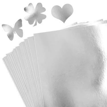 Imagem de 30 folhas de papel cartolina prata metálico, tamanho A4 (250 gsm), cartão espelhado refletivo, acabamento espelhado, placa de folha prateada para artesanato DIY, artes de scrapbook, convites, cartões