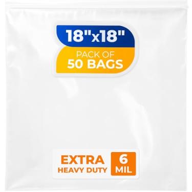 Imagem de Paclord Sacos grandes com fecho de zíper de 45,7 x 45,7 cm, 6 mil (pacote com 10) – Sacos plásticos reutilizáveis resistentes – transparentes, resseláveis, à prova d'água – para armazenar e organizar