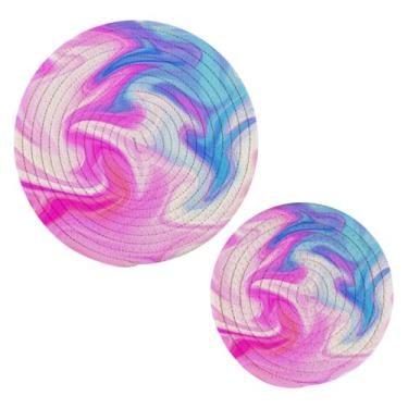 Imagem de Wassud Trivet giratório abstrato para pratos quentes suportes de panela redondos de algodão almofadas quentes elegantes porta-copos decoração de cozinha e acessórios, 2 peças
