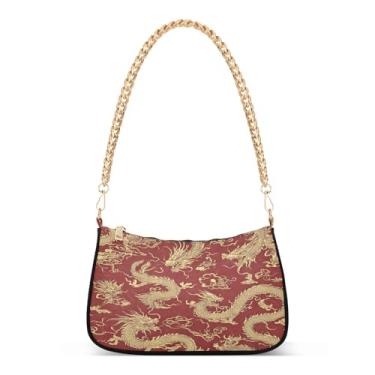 Imagem de CEBUGI Bolsas transversais femininas bolsa de ombro de dragão de ano novo bolsa clutch elegante com alça de corrente