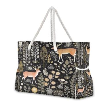 Imagem de Wassud Bolsa de praia grande para mulheres, Sika Deers, impermeável, à prova de areia, bolsa de viagem com zíper e bolso para piscina, academia, acampamento