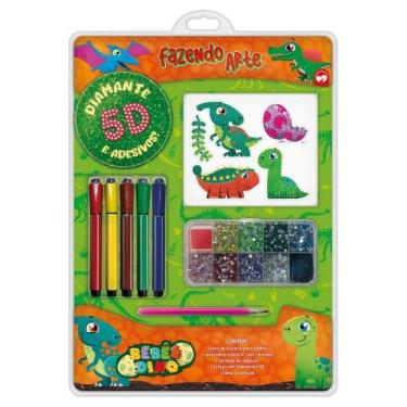 Imagem de Fazendo arte diamante 5d - bebês dino: livro de colorir com canetinhas
